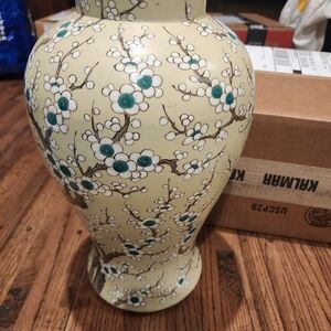 Floral Patterned Cream Vase